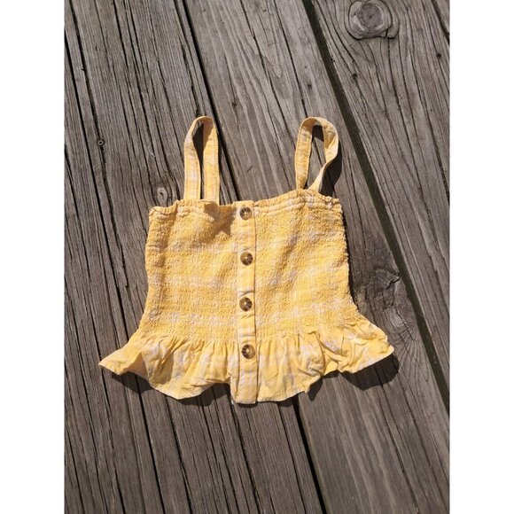 Hollister Yellow Gingham Cropped Tank Top Size S - Picture 2 of 3